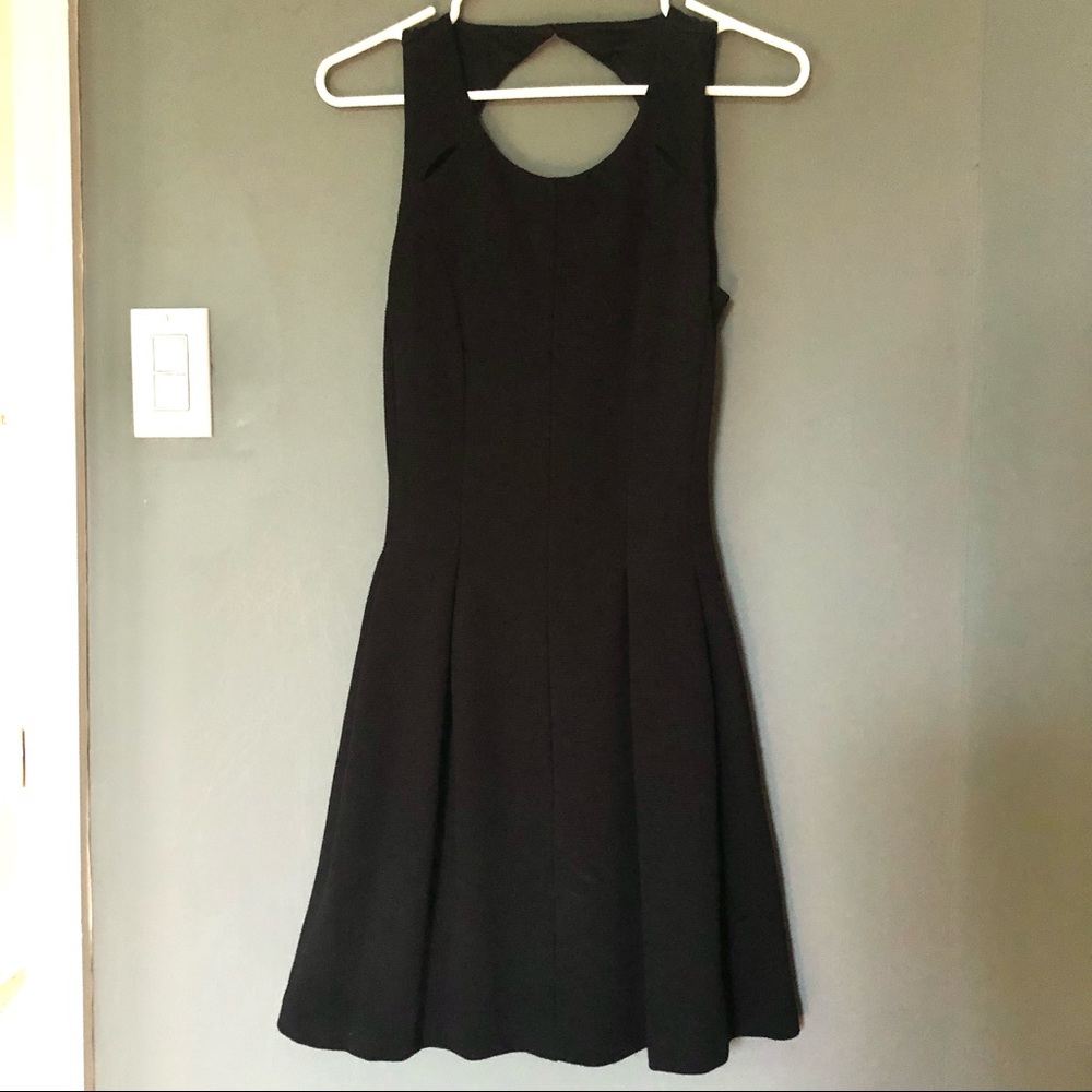 Black Ribbed Peplum Style Black Dress